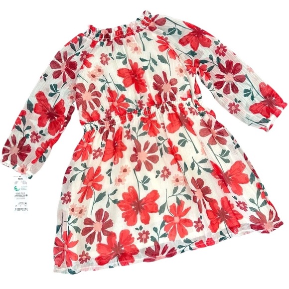 Carter's Other - CARTERS Baby‎ Girls Red & White Floral Long Sleeve Spring Garden Dress Size 18M
